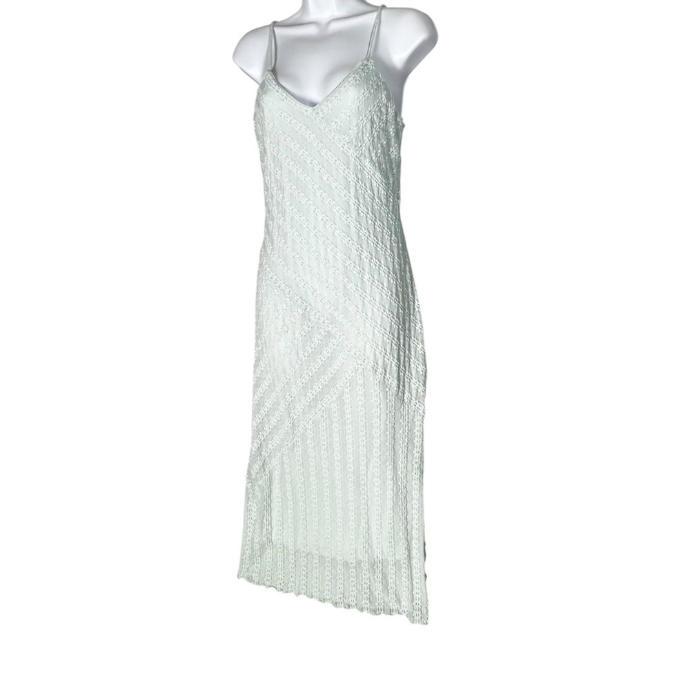 Kirious Y2K Slip Dress Sz M Stretch Embroidered Lace Mint Green Midi Strappy - Picture 6 of 11